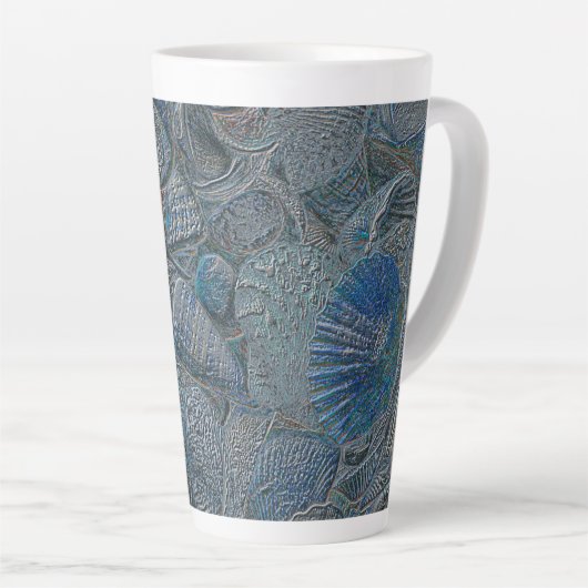 Zeeshells oceaanbek Blauw Nautisch Metaal Latte Mok (Rechterhoek)
