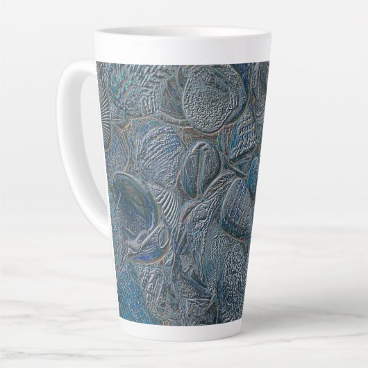 Zeeshells oceaanbek Blauw Nautisch Metaal Latte Mok (Linkerhoek)
