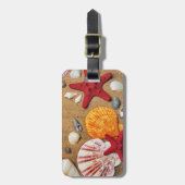 Zeeshells op de strand bagagelabel (Voorkant verticaal)