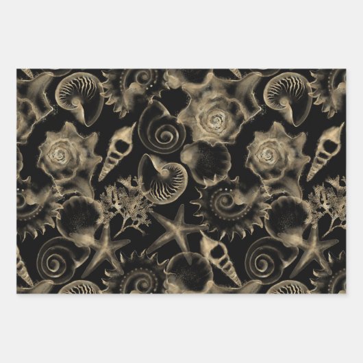 Zeeshells Seahorse Starfish Elegant under the Zee Inpakpapier Vel (Voorkant 2)