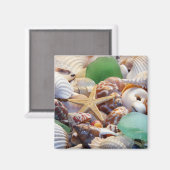 Zeeshells Starfish & Beach Glass Magnet Magneet (Voorkant / Achterkant)