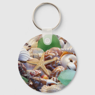 Zeeshells Starfish & Beach Glass Sleutelhanger