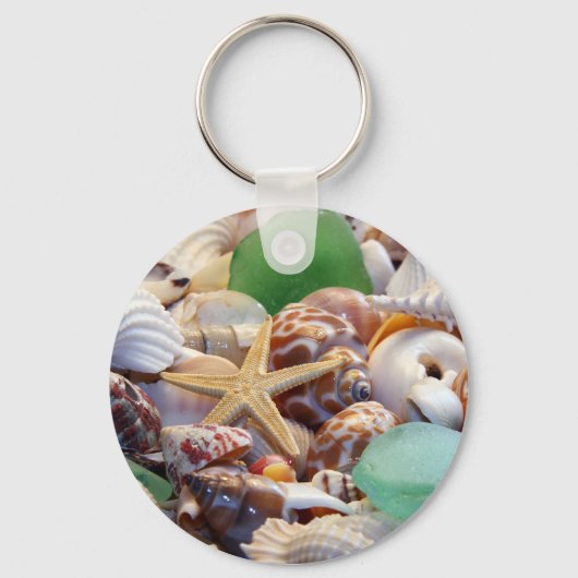 Zeeshells Starfish & Beach Glass Sleutelhanger (Voorkant)