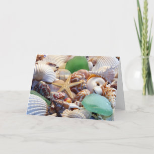 Zeeshells Starfish & Beach Glass Wenskaart Kaart