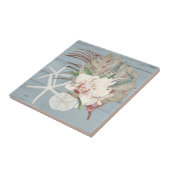 Zeeshells Tropisch Orchid Floral Beach Dusty Blue Tegeltje (Zijkant)