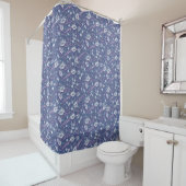 Zeeshells Zee Shell Nautical Pattern Blue Douchegordijn (In situ)
