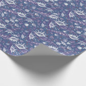 Zeeshells Zee Shell Nautical Pattern Violet Blauwg Cadeaupapier (Hoek)