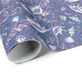 Zeeshells Zee Shell Nautical Pattern Violet Blauwg Cadeaupapier (Rol Hoek)