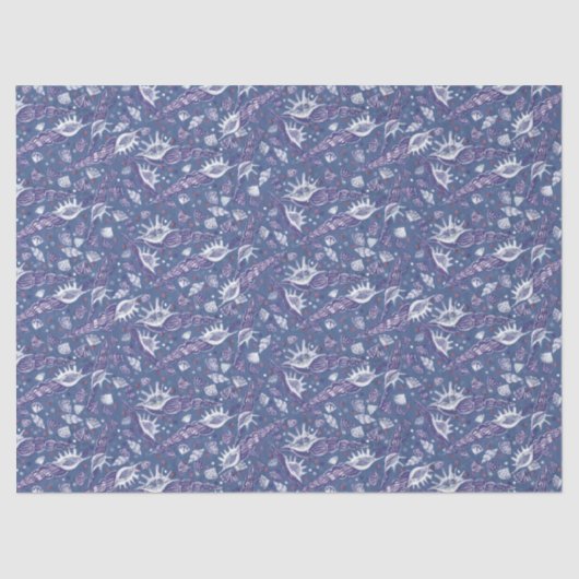Zeeshells Zee Shell Nautical Pattern Violet Paars Tissuepapier (Voorkant)