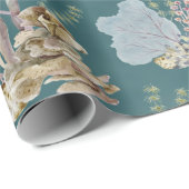 zeeshells zeewier onder het diepe groene Zee Cadeaupapier (Rol Hoek)