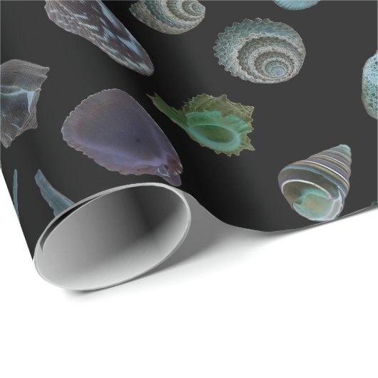 Zeeshells zwart glanzend matte ompakken papier (Rol Hoek)