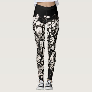 Zeeshells zwart-wit leggings