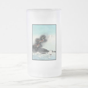 Zeeslag bij de Dragon's Fury voor berg Fuji, Japan Matglas Bierpul