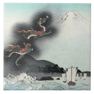 Zeeslag bij de Dragon's Fury voor berg Fuji, Japan Tegeltje