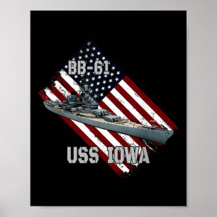 Zeeslag Uss Iowa & Combat Warship BB-61 Vet Poster