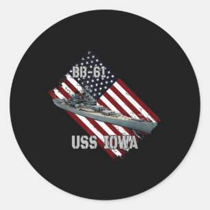 Zeeslag Uss Iowa & Combat Warship BB-61 Vet Ronde Sticker