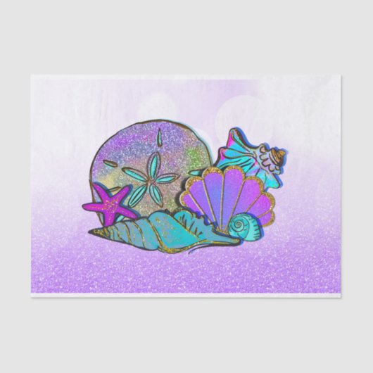 Zeeslagers Glitter Sparkle Birthday Party Tissuepapier (Voorkant)