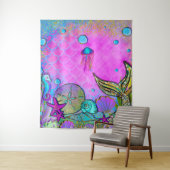 Zeeslagers onder het Zee Roze penselen Wandkleed (In situ)