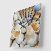 Zeeslagers, zomerstrand Exotic Tropical Clock Vierkante Klok (Hoek)