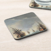 Zeeslagschepen op zee bier onderzetter (Linkerzijde)