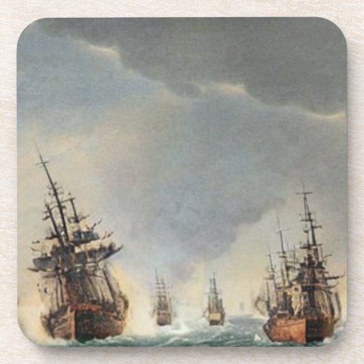 Zeeslagschepen op zee bier onderzetter (Voorkant)