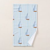 Zeeslagschip: witte en blauwe streep bad handdoek (Handdoek)