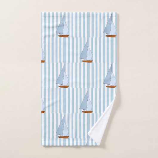Zeeslagschip: witte en blauwe streep bad handdoek (Handdoek)