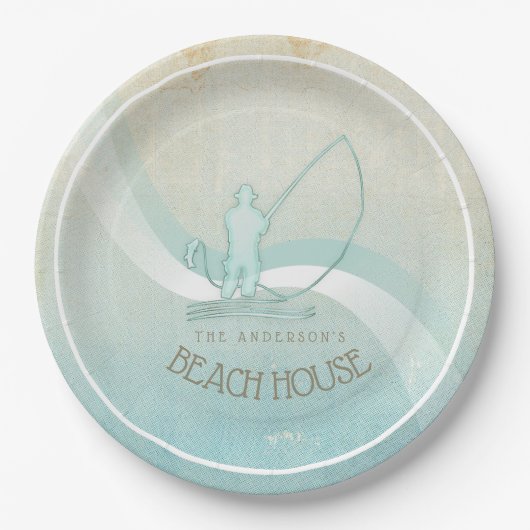 Zeeslagvisserij Aqua Blue ID623 Papieren Bordje (Voorkant)