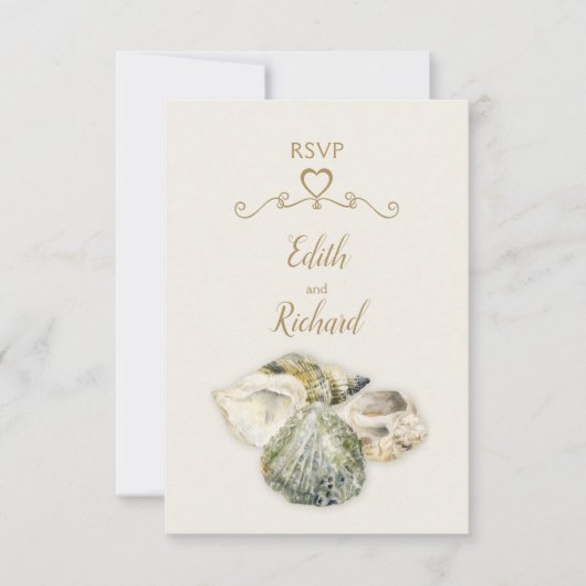 Zeesleepschelpen, kunststrand RSVP kaartje (Voorkant)