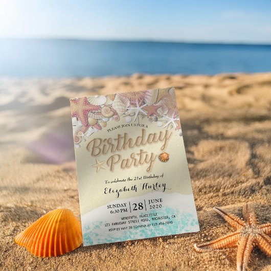Zeesleepschelpen van de Birthday Party Kaart