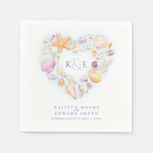 Zeesleepschelpen waterverf servet (Voorkant)