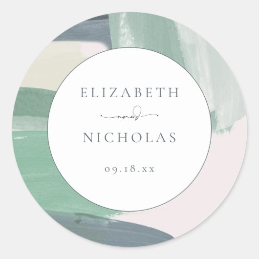 Zeesoortglas | Monogram bruiloft Ronde Sticker (Voorkant)