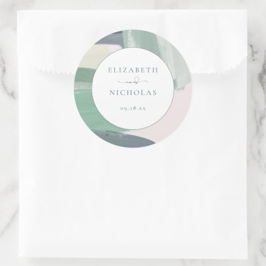 Zeesoortglas | Monogram bruiloft Ronde Sticker (Tas)