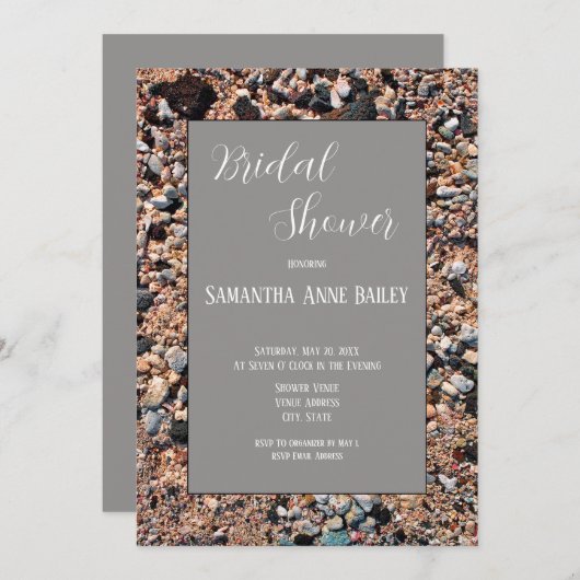 Zeesorkoraal zand en schelpen, modern strand, brid kaart (Voorkant / Achterkant)