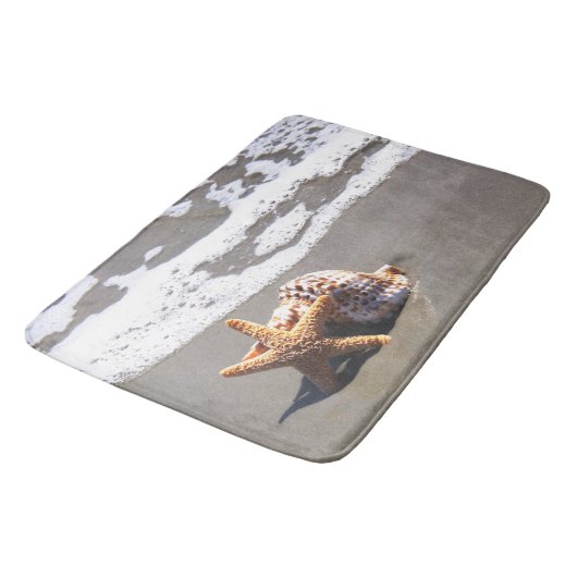 Zeespalen, strand, oceaan, weg, thuis, zelfklevend badmat (Gekanteld)