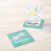Zeester Aqua Beach Bruiloft Onderzetters (Insitu)