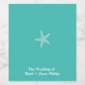 Zeester Aqua Blauwgroen Strand Bruiloft Wijn Label Wijn Etiket (Enkel label)