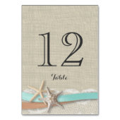 Zeester Aqua en Perzik Ribbon tafel nummer Kaart (Voorkant)