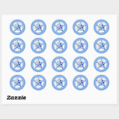 Zeester blauw wit bruiloft rond elegant strand ronde sticker (Vel)