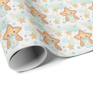Zeester Cute Baby Pastel Watercolor Patroon Cadeaupapier
