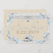 Zeester & Diamanten Bewaar de Datum Save The Date (Voorkant / Achterkant)