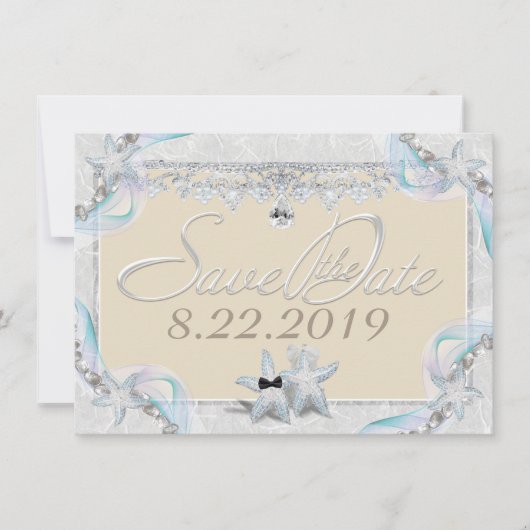 Zeester & Diamanten Bewaar de Datum Save The Date (Voorkant)