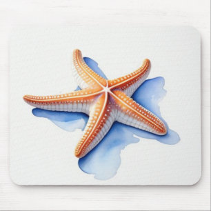 Zeester en blauwe silhouet muismat