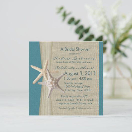 Zeester en Burlap Look Vrijgezellenfeest Kaart (Staand voorkant)