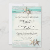 Zeester en Kant  Strand Bruiloft Kaart (Voorkant)