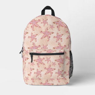 Zeester en Koraal Roze Pastel Patroon Reistas Bedrukte Rugzak