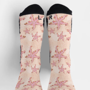 Zeester en Koraal Roze Pastel Patroon Sokken