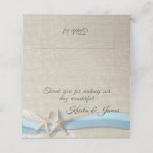 Zeester en lint licht blauw bruiloft (Buitenkant ongevouwen)