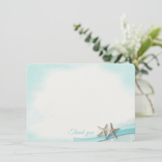 Zeester en lint platte Kaart Dank u (Staand voorkant)