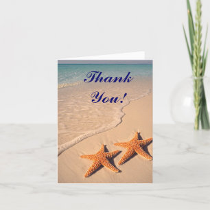 Zeester en strand bruiloft bedankkaartjes bedankkaart